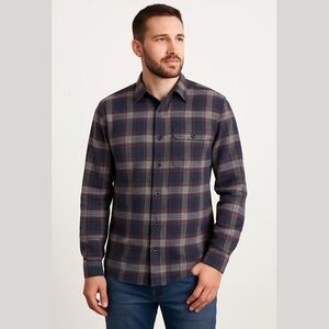 Banana Republic Lux Flannel Slim Fit Plaid Shirt Size M